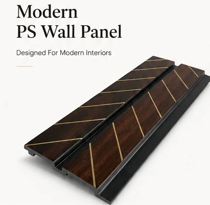 Modern Luxury PS Wall Panel With Gold Line Design For Interior Decoration suppliers